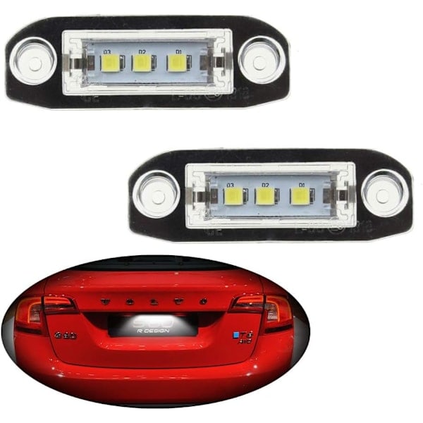 LED-nummerpladelys Digitalt billys egnet til S40 S60 S80 XC70 XC60 LED-(1 par)