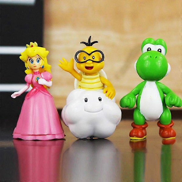 18 kpl/setti Mini Super Mario Hahmot Super Mario Bros Yoshi Daisy Prinsessa PVC Toimintahahmot