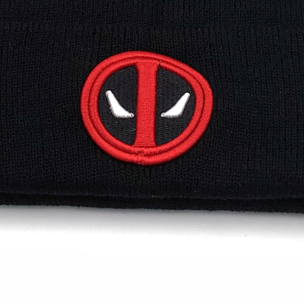 Deadpool Ribbad Mössa med Kant för Män, Varm Vintermössa för Utomhus Black