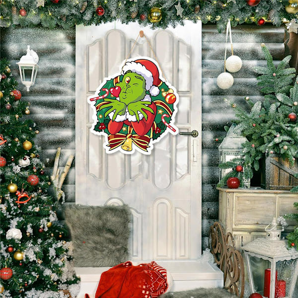 God Jul Grinchmas Välkommen till Whoville Hängande Dörrskylt Grinnch Jul C