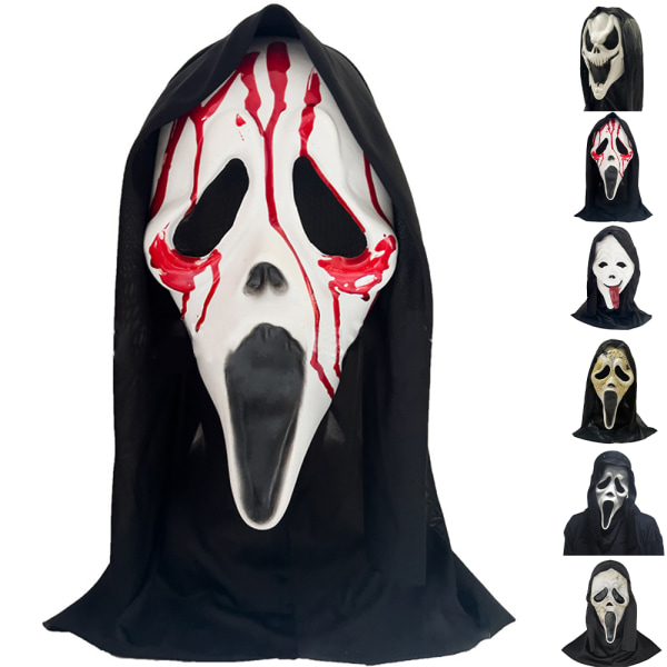 Halloween Vuxen Spöke Mask Rolig Skrik Masker Fest Dekoration C