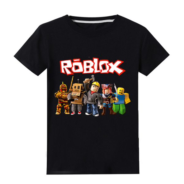 Roblox Print T-shirt Barn Pojkar Flickor T-tröjor med rund hals Black 7-8 Years