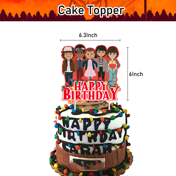 Stranger Things Ballonger Födelsedagsdekor Banner Cake Topper