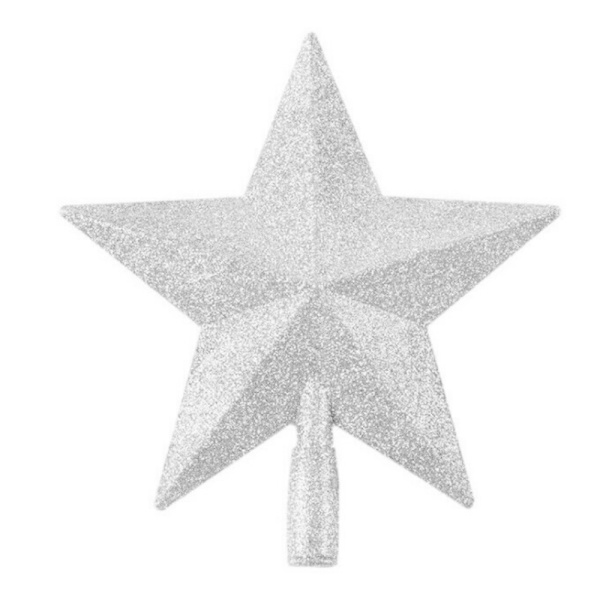 Glitter Star Tree Topper Juldekorativ stjärnprydnad silver 15cm a5fa