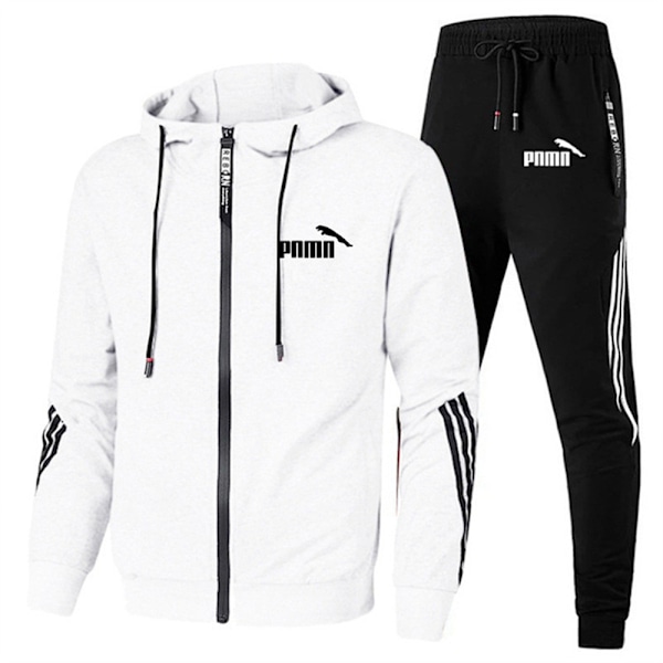 Män Herr Long Sleeve Zip Hoodie Sweatshirt Byxor Sport Tracksuit Hoodie Set A L