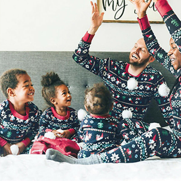 Julklapp Familj Matchande Set Pyjamas Nattkläder Jul PJs Set mom M