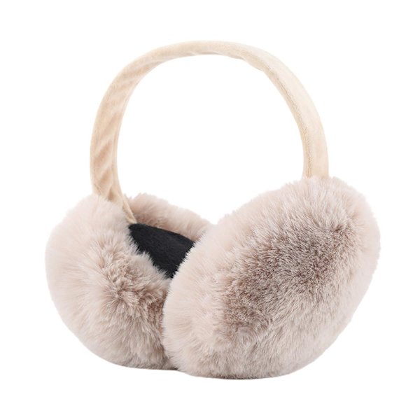 Vuxna Öronmuffar Vinter Plysch Mjukt Omslag Fuzzy Faux Päls Varm Öra Beige