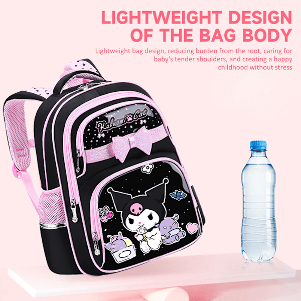 Barn Flickor Kuromi Cinnamoroll Ryggsäck Ryggsäck Skola Axel Väska Rosett Ryggsäck Kuromi L