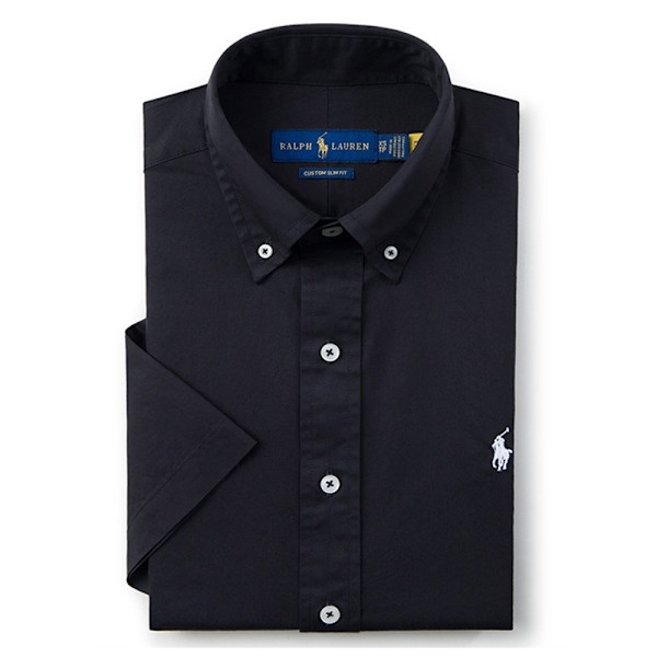 Ralph Lauren Skjorta Herr Casual Kortärmad Knapp-Ner Broderad Skjorta Black M