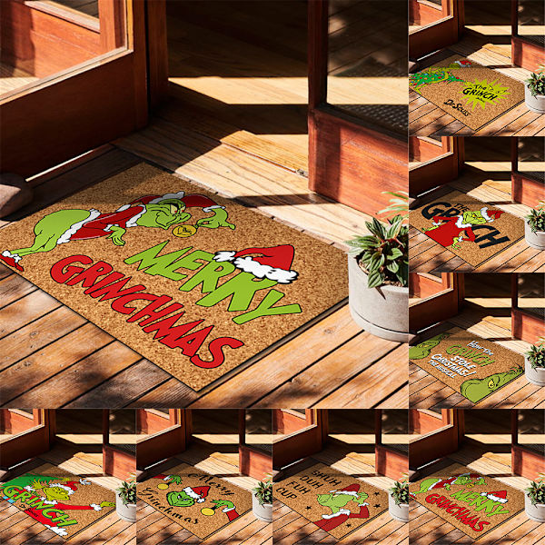 Grinch jul festival dekoration ytterdörrmatta matta jul #5