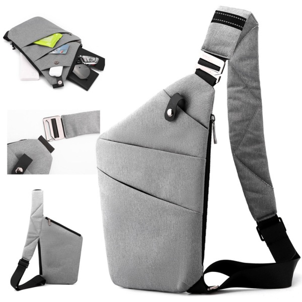 Herr Slim Sling Bag Sida Crossbody Anti-stöld Ryggsäck Light Gray