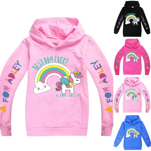 A for Adley Youtuber Barn Hoodie Huvtröja Topp pink 120cm