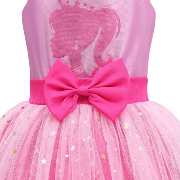 Flickors Barbie Karneval Cosplay Kostym Födelsedag Glittrande Tutu Klänning 4-9 År 140cm