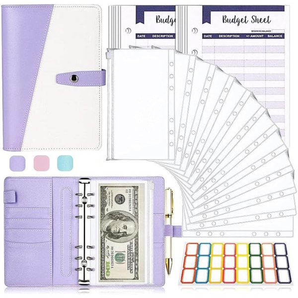 A6 Notebook Budget Pärm Plånbok Planer Kuvert Present purple