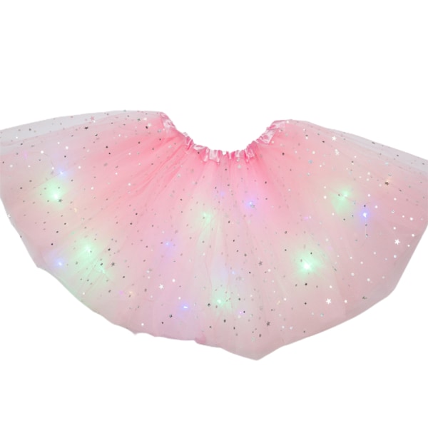 Flick LED Tutu Kjole Fancy Dress Elastisk Midja Korta Kjolar Present Pink