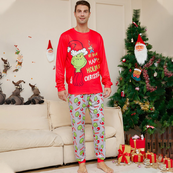 Grinch julpyjamas familjematchande nattkläder barn pyjamas set Dad M