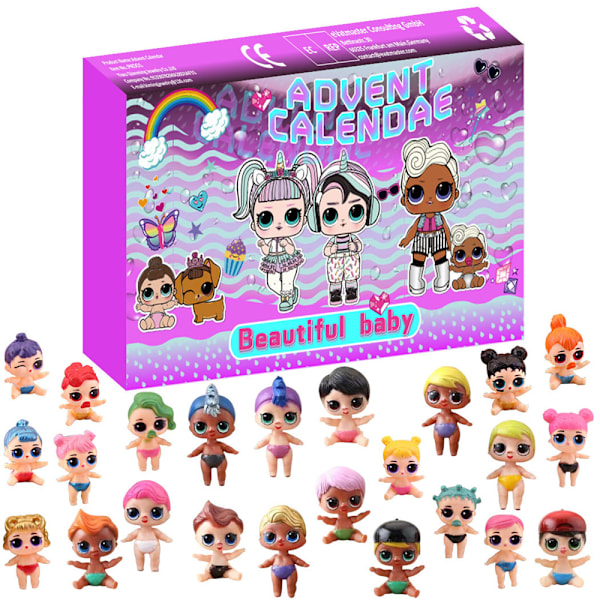 Julkalender med 24 dagar nedräkning 2024 för barn dockor leksaksfigurer vacker baby blind box julkalenderleksaker julklapp