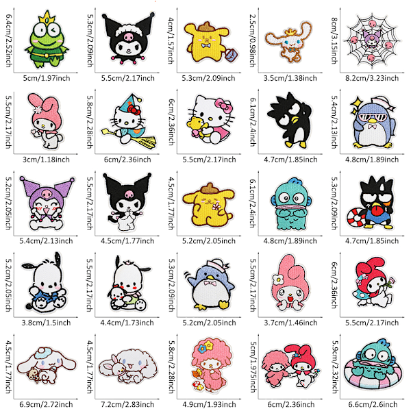 27 st Sanrio/Kuromi Fjärilar Taylor Swift Broderade Stryk på Sy på Patch Badge Applikation 27PCS