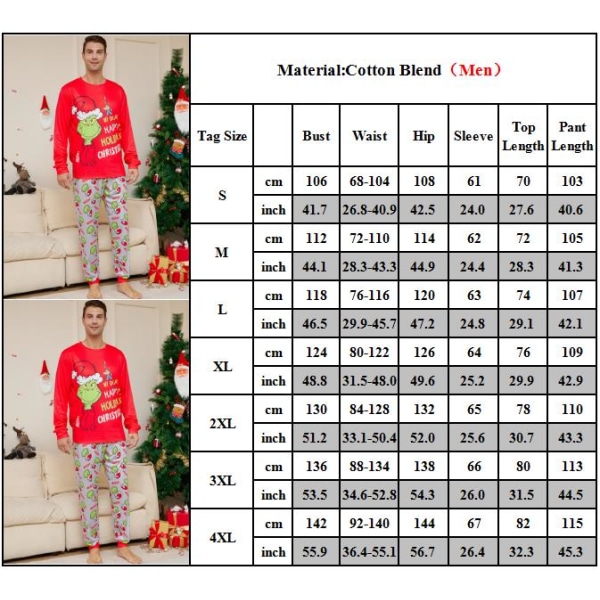 Grinch julpyjamas - matchande familjenattkläder barnpyjamas set Dad 4XL