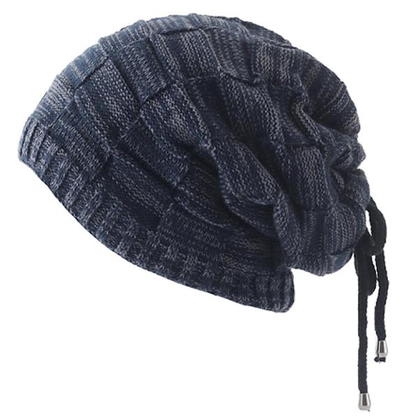 Vinter Höst Unisex Pullover Mössa Ull Stickad Vuxen Varm Mössa navy