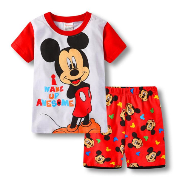 Barn Mickey Minnie Mus Tryck Pyjamas Kortärmad Topp Shorts Set Outfits #5 7 Years