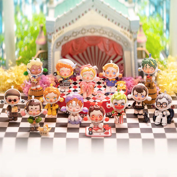 POP MART SKULLPANDA action! cut! Serie Blind Box Figurer, DIMOO Blind Box Figurer Samlarleksaker (Slumpmässigt en)