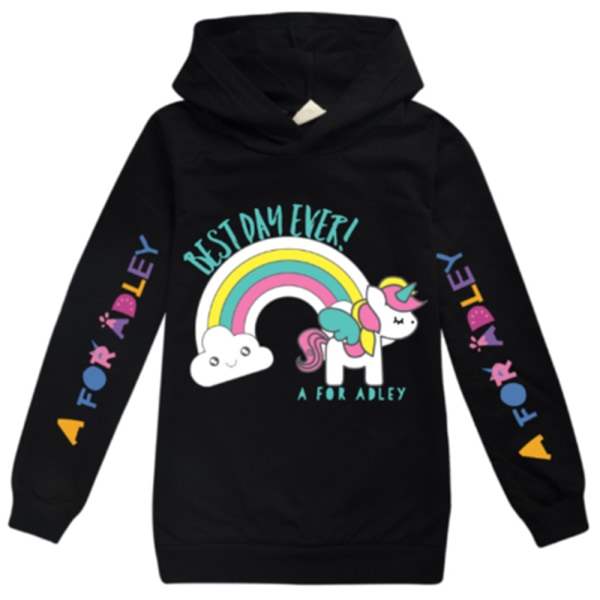 A for Adley Youtuber Barn Hoodie Huvtröja Topp black 120cm