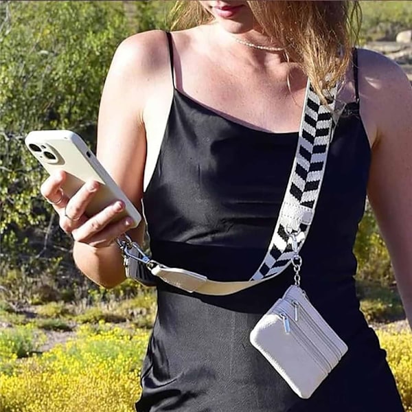 Mobiltelefon crossbody väska hängande rep med dragkedja väska, justerbar axelrem hängande rep, handled hängande rep B