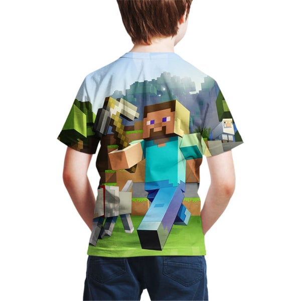 Pojkar Barn Casual kortärmad tecknad Minecraft T-shirt C 130cm