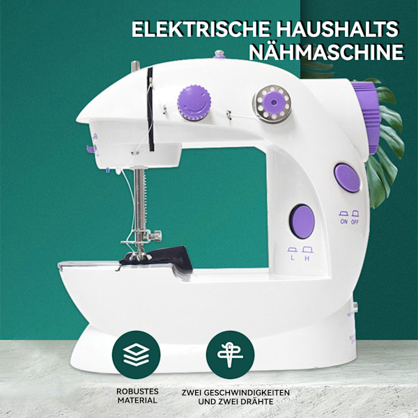 Elektrisk Mini Symaskin, Stickmaskin, Batteridriven, med Pedal, för Hushåll, Resor, Barn, Nybörjare, DIY-entusiaster