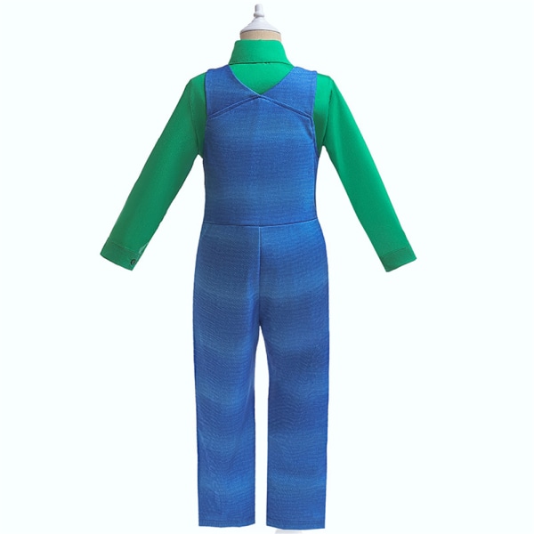 Mario Kostym Barn Cosplay Kostym Skjortor och Hängslen Outfit green 80cm