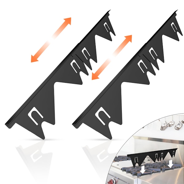 2-pack Spishällsskydd i Rostfritt Stål, Utrullbart Längdintervall Trim Kit Black