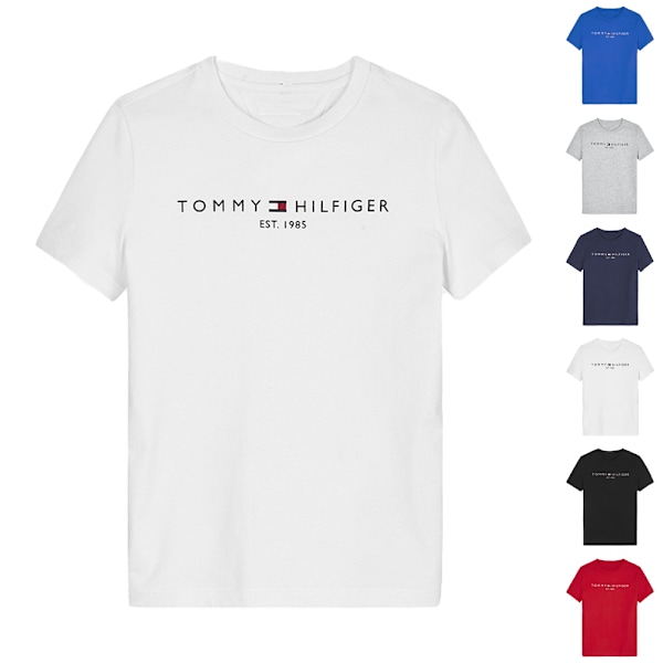 Tommy Hilfiger Herr T-shirt med bokstavstryck, kort ärm, löst sittande, avslappnad, sommartopp Blue S