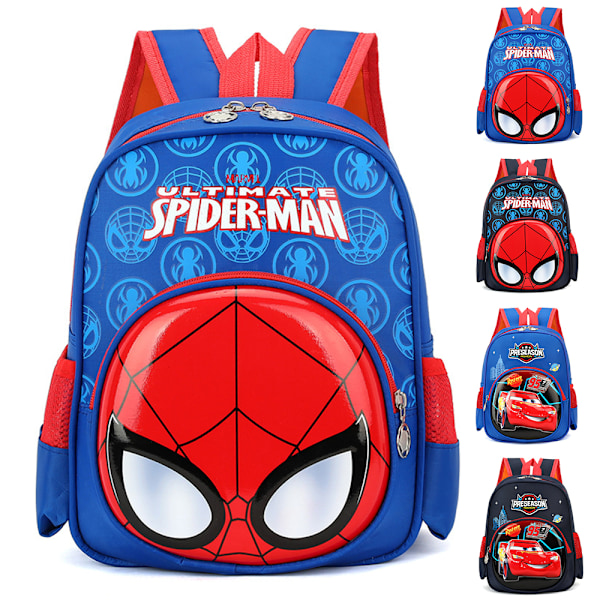 McQueen Bil Spiderman 3D Ryggsäck Barn Pojkar Förskola Skolväska Ryggsäck B