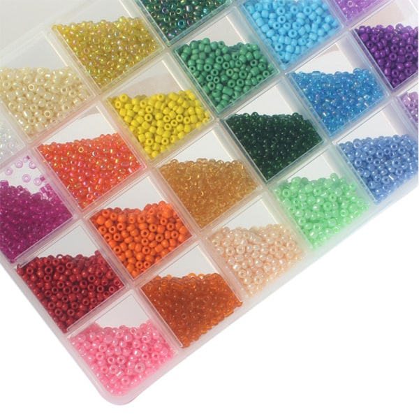 24 färger 3mm pärlor pärlor kit för hantverk med hål för smyckestillverkning