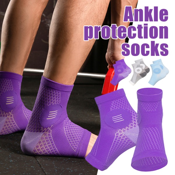 Herr Dam Ankel Brace Fotstrumpor Ankel Compression Sleeve Socks purple L
