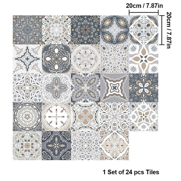 24PCS mosaik kakel klistermärke keramiska plattor självhäftande vattentät 20*20cm