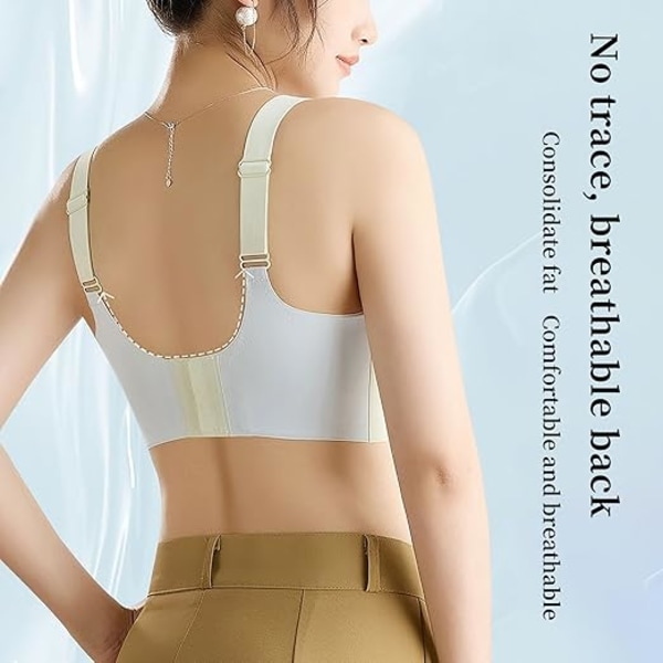 Push-up Sömlös BH för Kvinnor, Utjämnande BH utan Bygel Anti-Häng Minimizer BH Cream 2XL