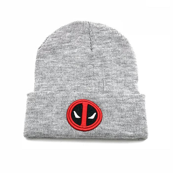 Deadpool Ribbad Mössa med Kant för Män, Varm Vintermössa för Utomhus Grey