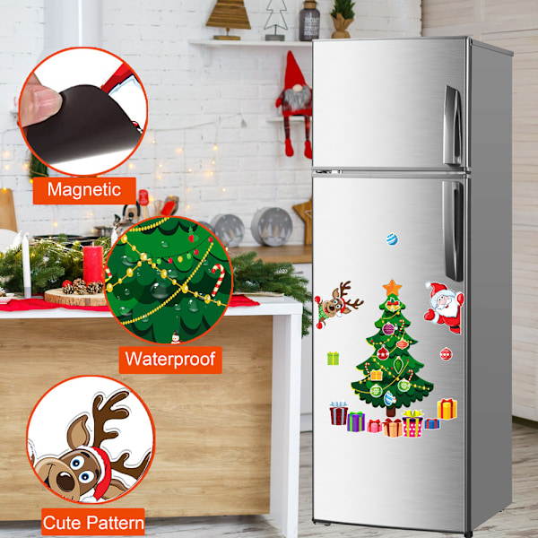 Julgran Kylskåpsmagneter Tomte Kylskåpsmagnetiska Dekaler Juldekorationer C