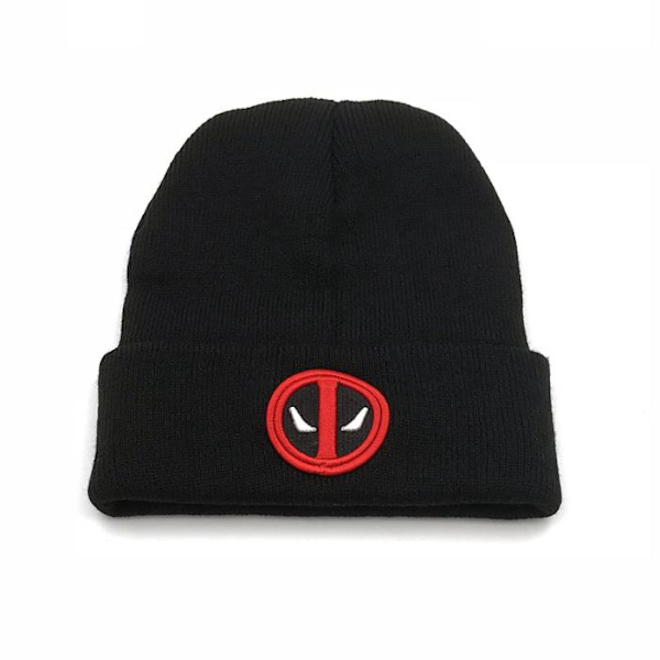 Deadpool Ribbad Mössa med Kant för Män, Varm Vintermössa för Utomhus Black