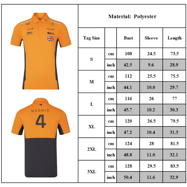 Racing Suit F1 Herr 2024 Team Kortärmad \"4\" Polotröja - Gul M