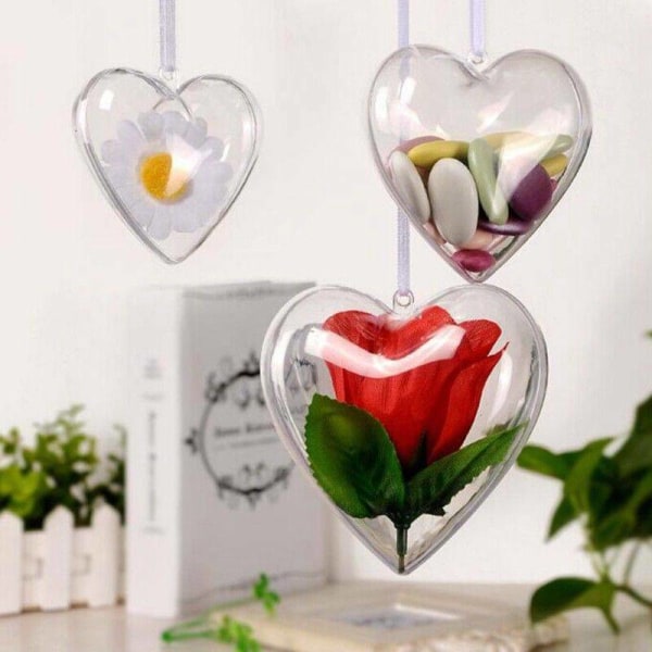 5 st julgran plast hjärtformade boll dekoration prydnad 80×78×46mm 5pcs