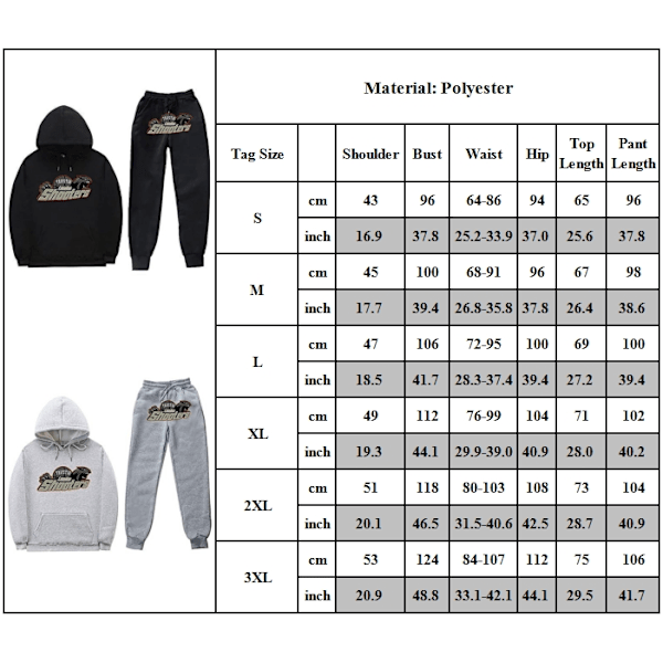 Träningsdräkt för män, långärmad huvtröja med huva och sweatpants, hoodie-set Black M