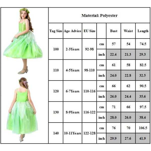 Flickor Prinsessklänning Kostymfest Halloween Jul Cosplay 130cm
