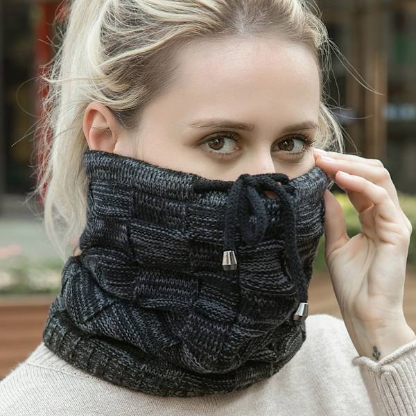Vinter Höst Unisex Pullover Mössa Ull Stickad Vuxen Varm Mössa black