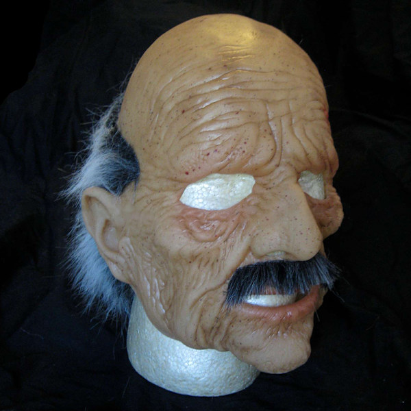 Gammal Man Latex Mask Vit Hårmask Huvudbonad Halloween Mask Skallig Morfar Mask Huvudöverdrag