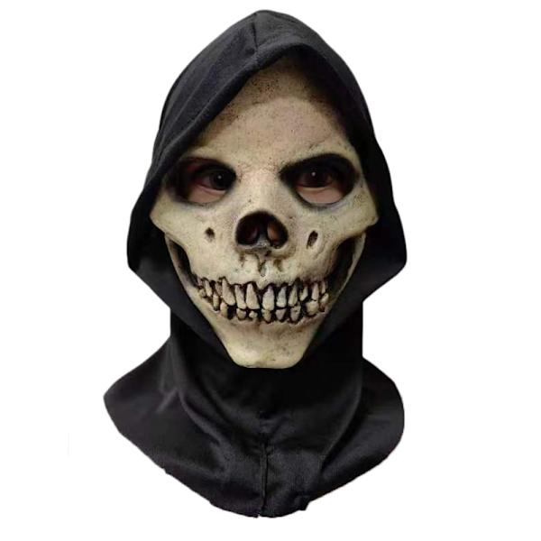 Dödskalle Skelett Latex Mask med Svart Huva Vuxen Herr Halloween Fest Maskeraddräkt Halloween Mask