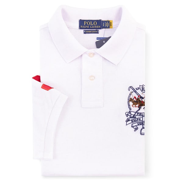 Ralph Lauren Poloshirt Herrar Kortärmad T-shirt Herrar Strand Athletic Knapp Ned Slå Ner Krage White L