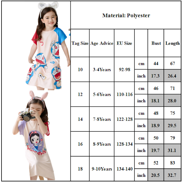 Flickors Nattlinne Småbarn Sommar Pyjamas Sovkläder Kortärmad Tryckt Pyjamas Sovkläder 3-10 År #2 7-8Years
